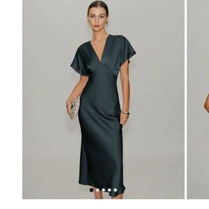 RIHOAS NWT Grey Green Satin Midi Dress